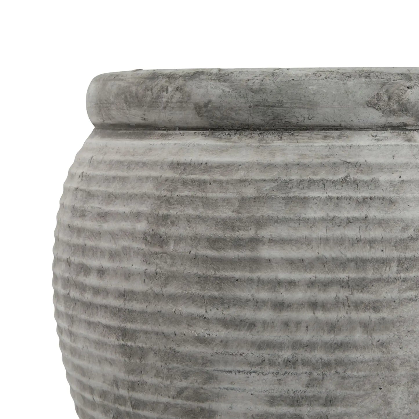 chester-ribbed-grey-round-distressed-planter-at-albury-house-interiors