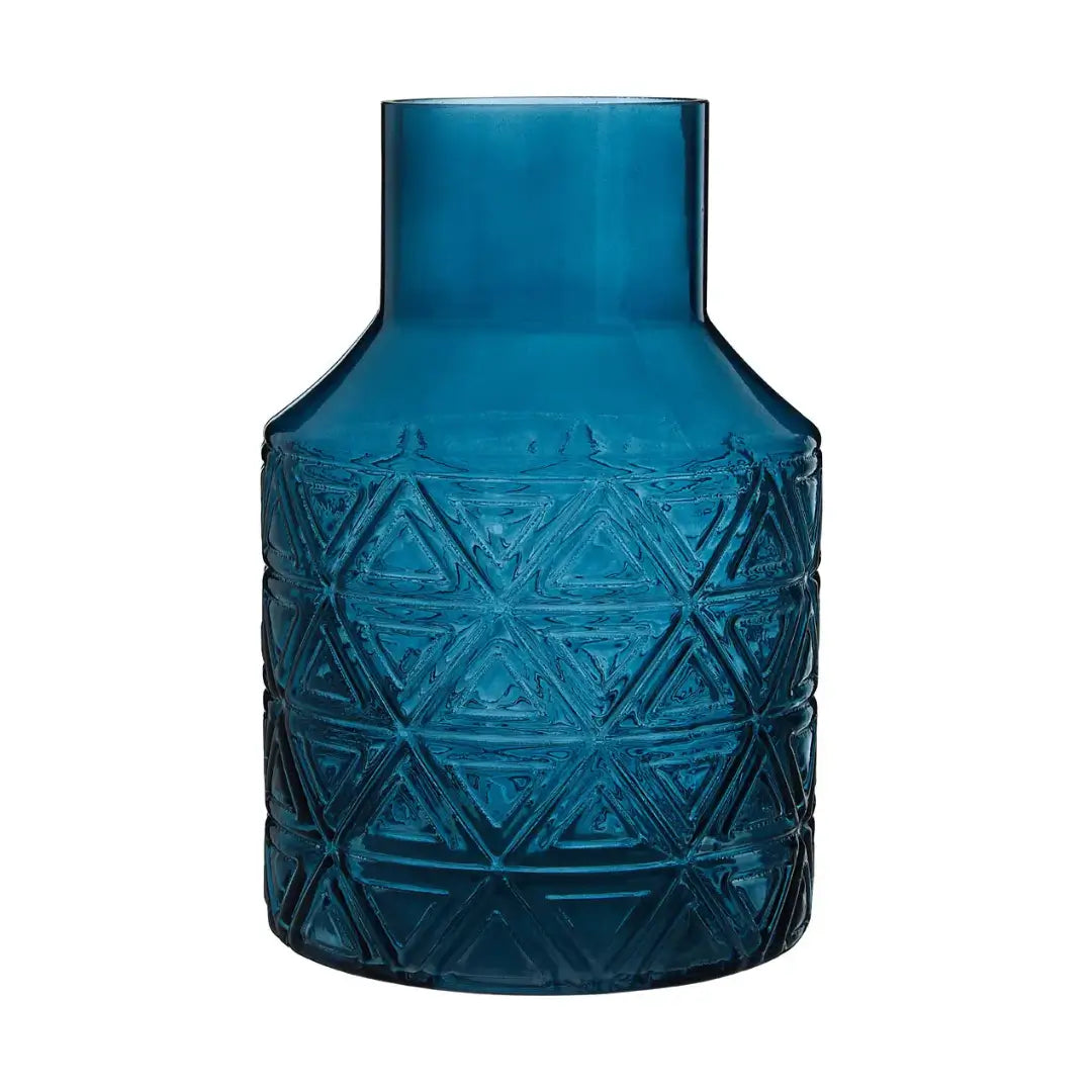 blue-glass-aztec-patterned-vase-at-albury-house-interiors