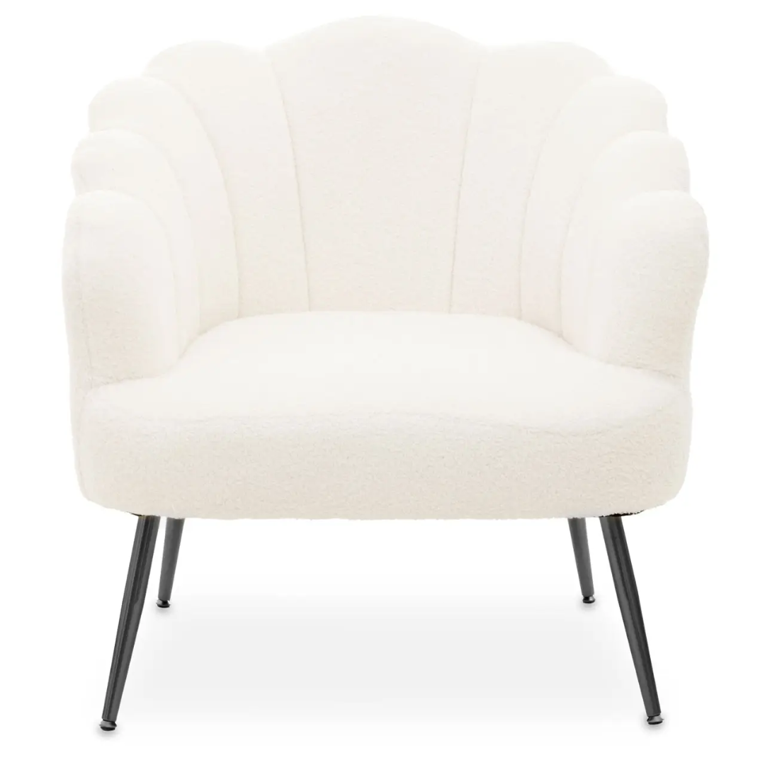 White Teddy Boucle Shell Chair - Chordal Green Home