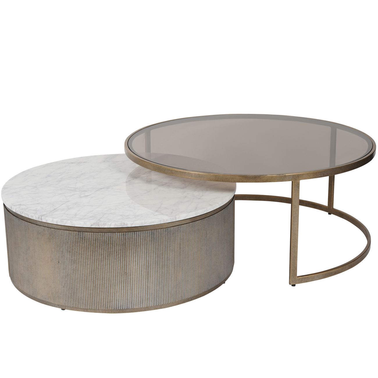 Bronze & Marble Coffee Table Set