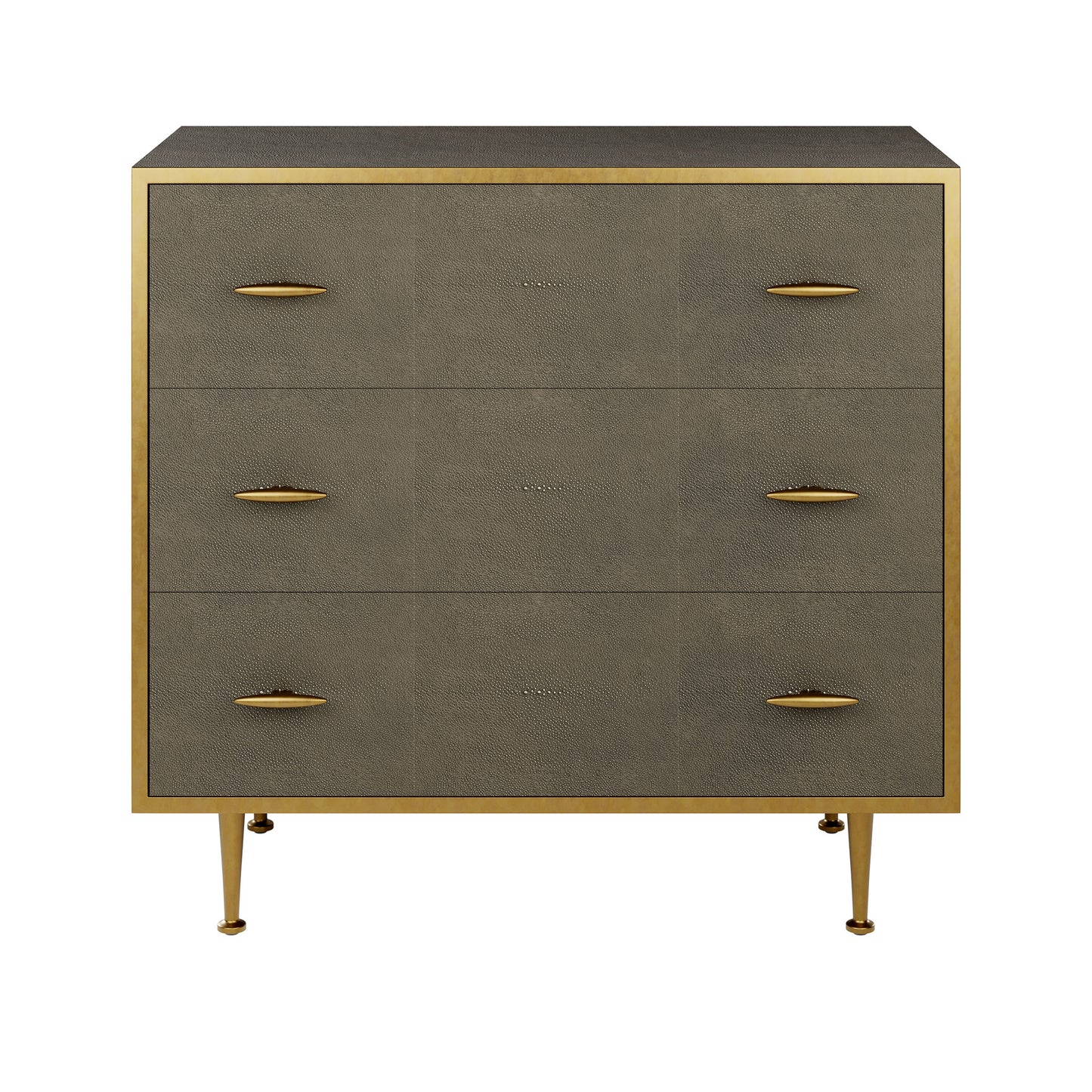Grey Shagreen Brass Chest Of Drawers