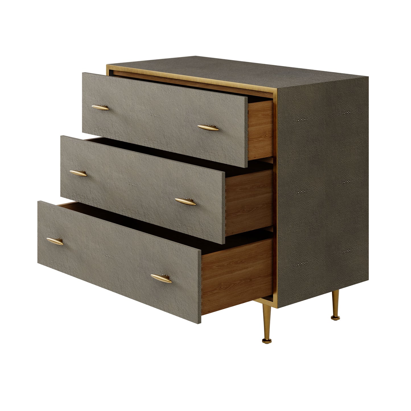 Grey Shagreen Brass Chest Of Drawers