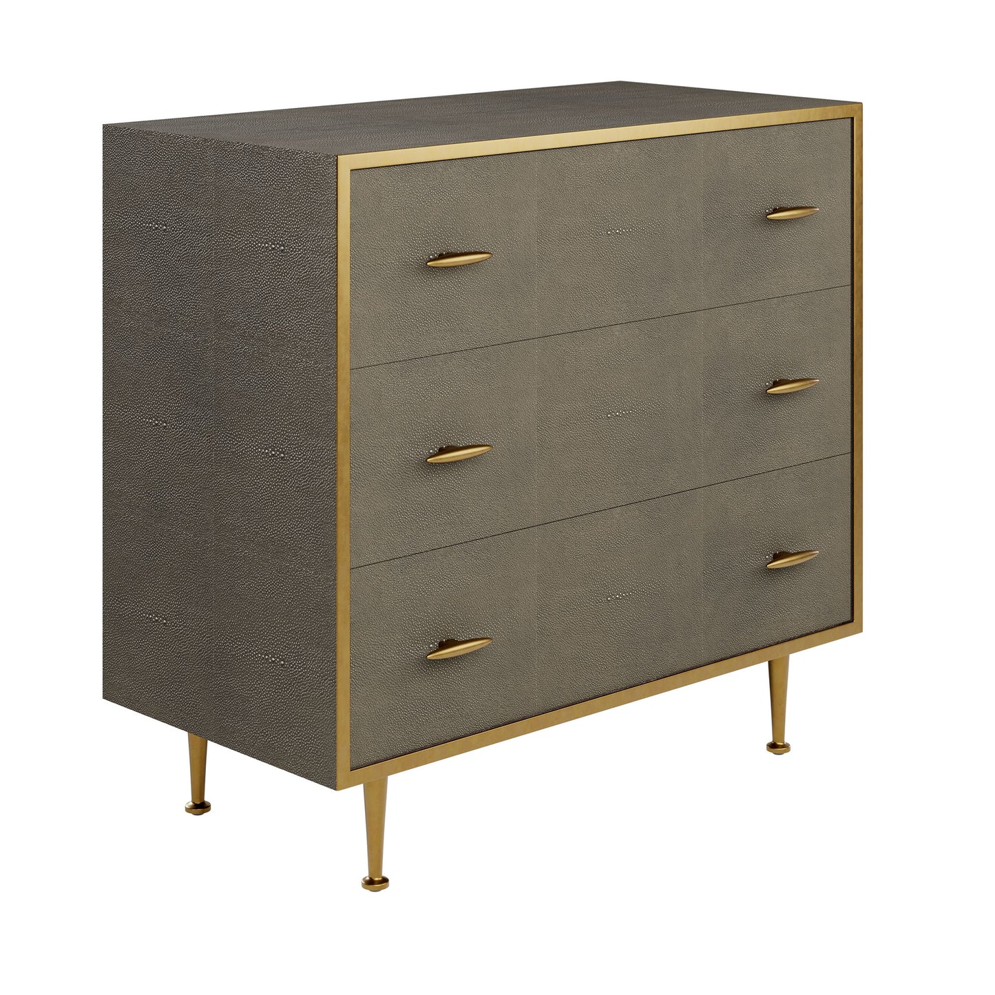 Grey Shagreen Brass Chest Of Drawers