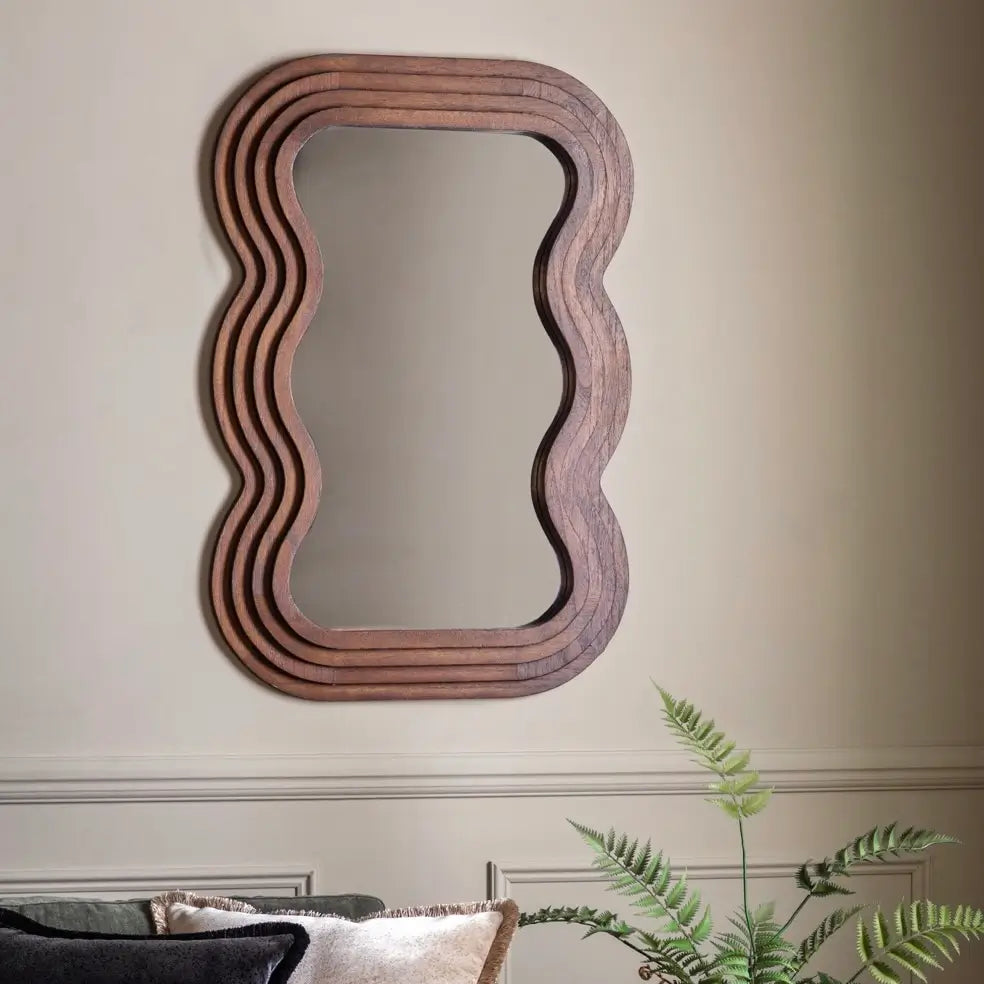 california-dark-wood-wave-frame-retro-mirror-at-albury-house-interiors
