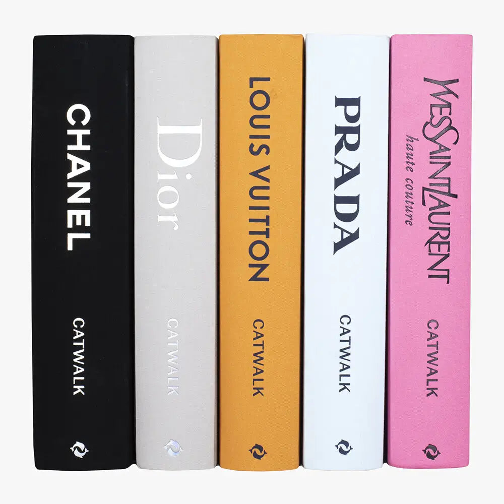 Catwalk collection of hardback designs coffee table books, including Chanel, Dior, Louis Vuitton, Prada and Yves Saint Laurent. Interior design accessories and styling available at Albury House Interiors.