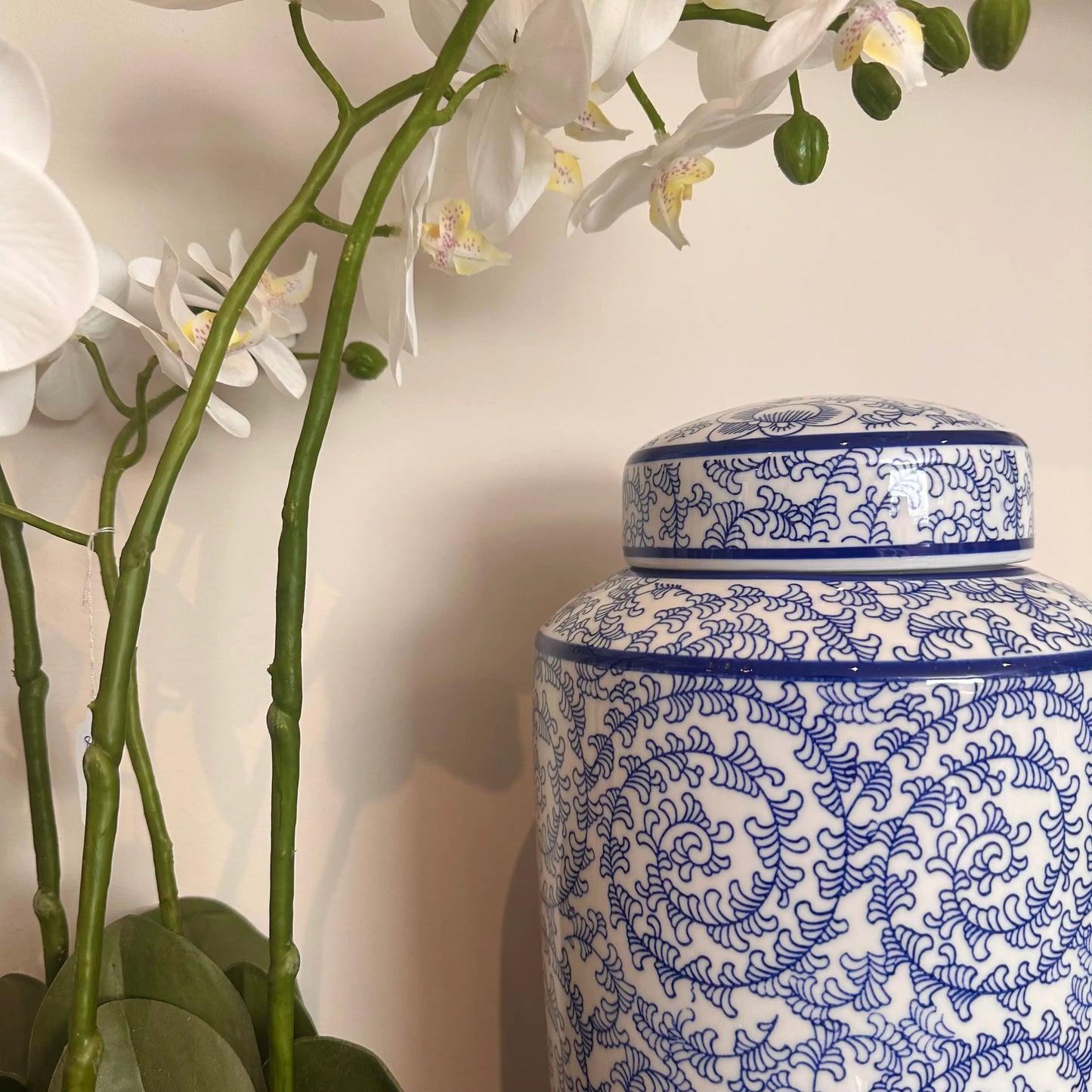 blue-and-white-ceramic-patterned-santorini-ginger-jar-with-lid-at-albury-house-interiors