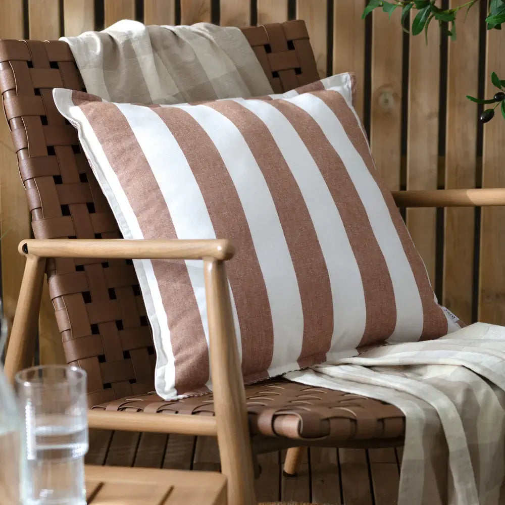 esher-reversible-outdoor-garden-cushion-in-brown-and-white-stripes-with-trimmed-edge-at-albury-house-interiors