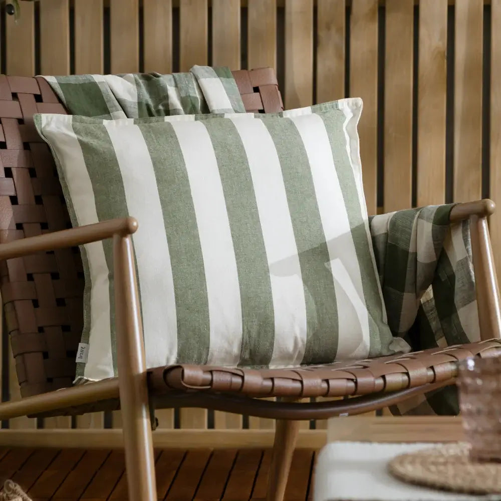 green-and-white-striped-reversible-outdoor-waterproof-cushion-at-albury-house-interiors