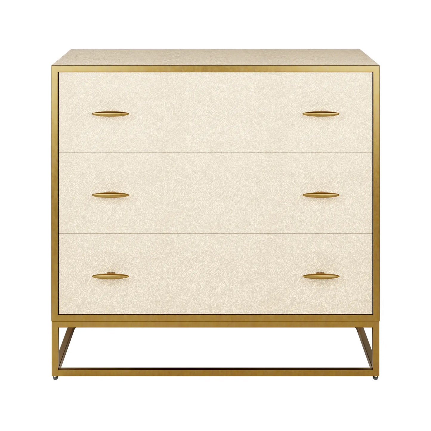 faux-ivory-shagreen-chest-of-thre-drawers-with-brushed-brass-legs-frame-and-handles-at-albury-house-interiors