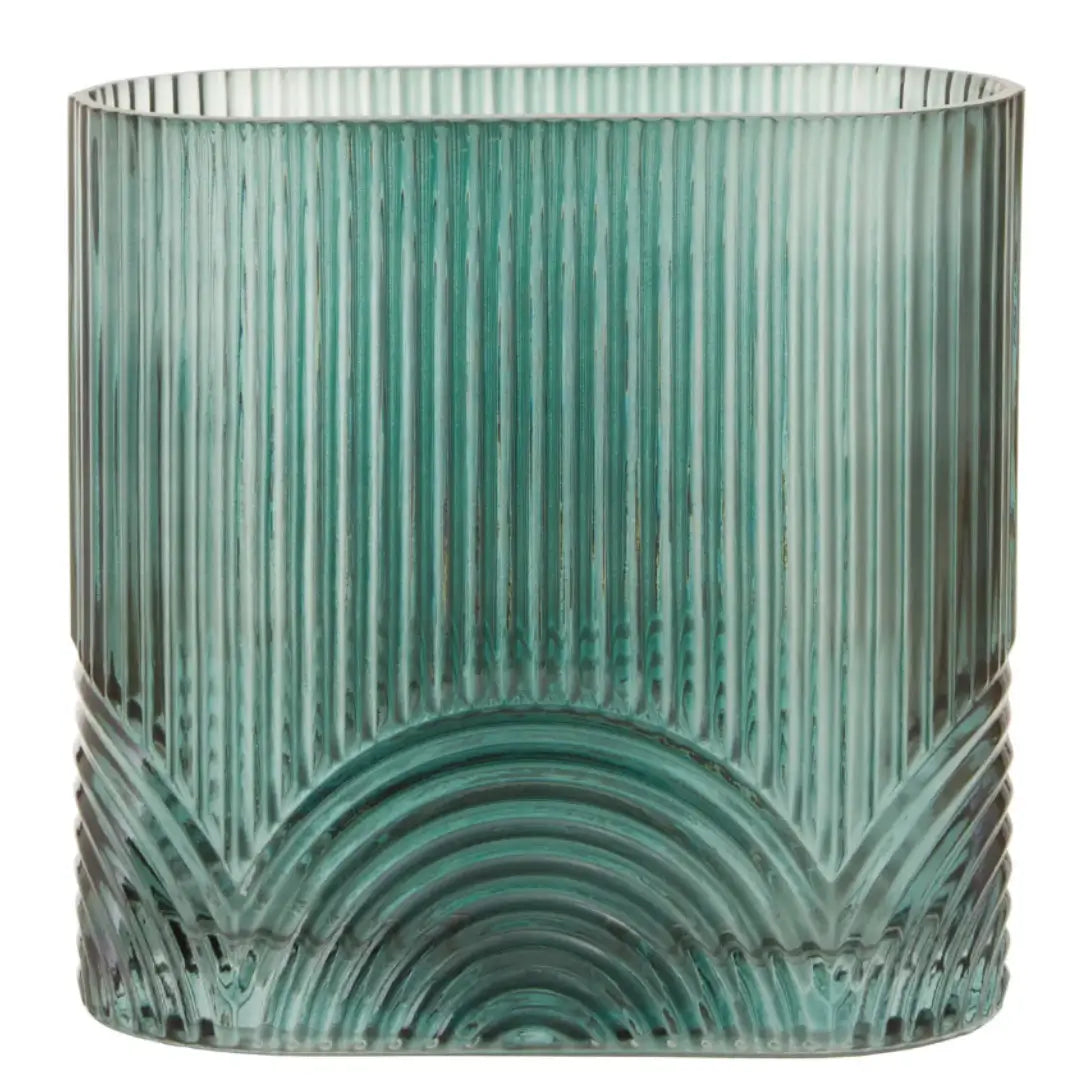 green-ribbed-glass-vase-with-arched-details-at-albury-house-interiors