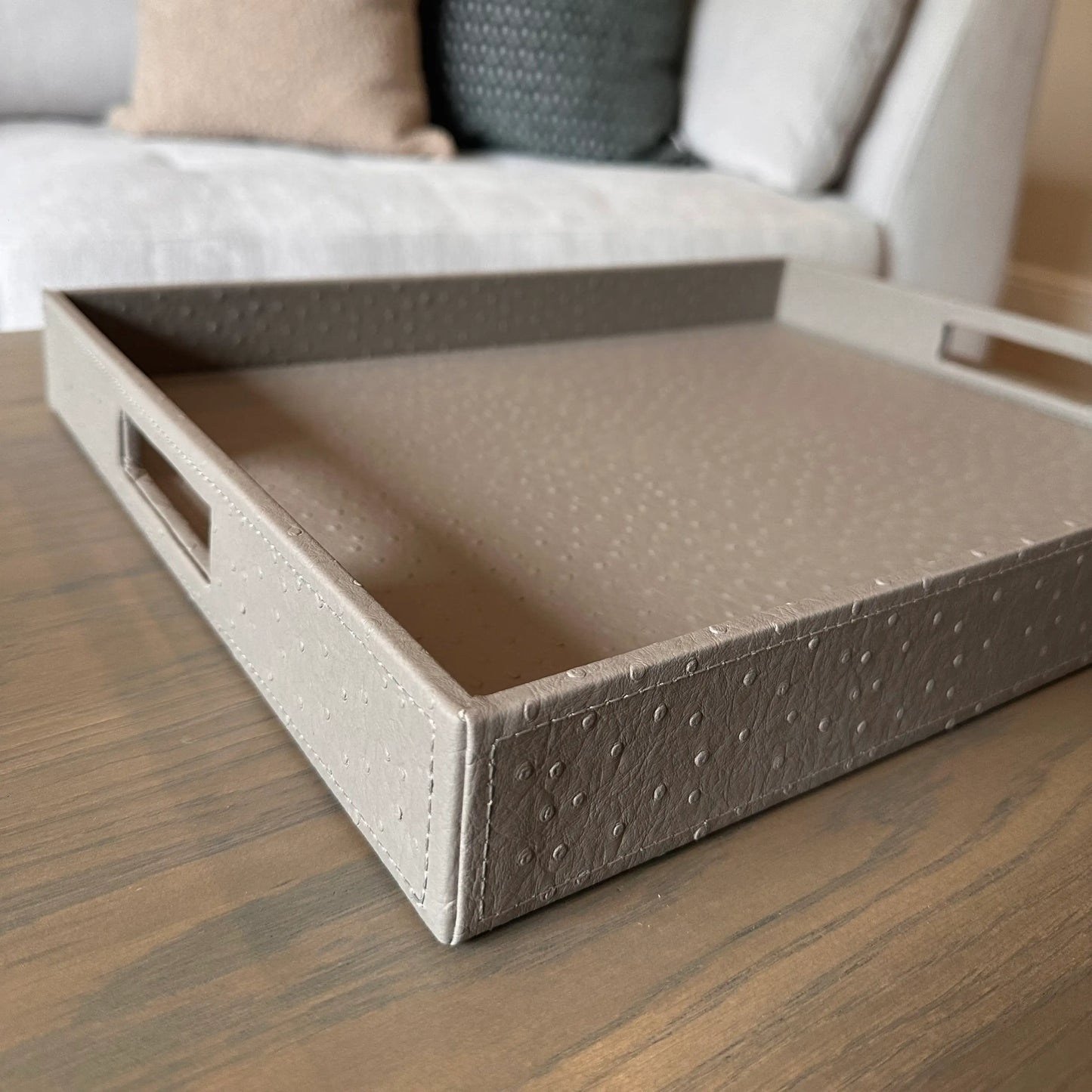 grey-faux-ostrich-leather-textured-coffee-table-tray-with-handles-at-albury-house-interiors-essex