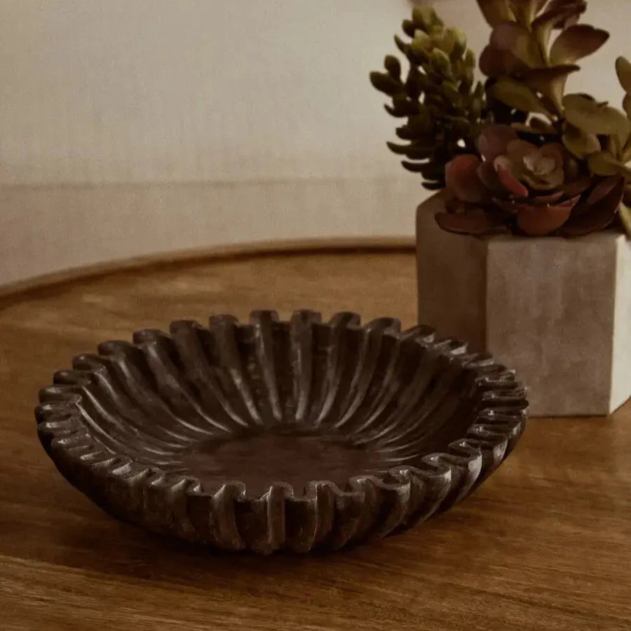 grey-natural-marble-fluted-bowl-displayed-on-a-coffee-table-available-at-albury-house-interiors-essex