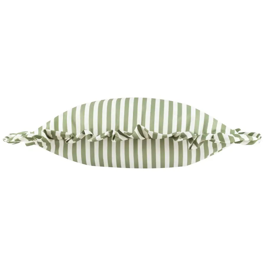 lottie-square-water-resistant-outdoor-cushion-green-and-white-stripes-with-ruffle-edge-at-albury-house-interiors-essex