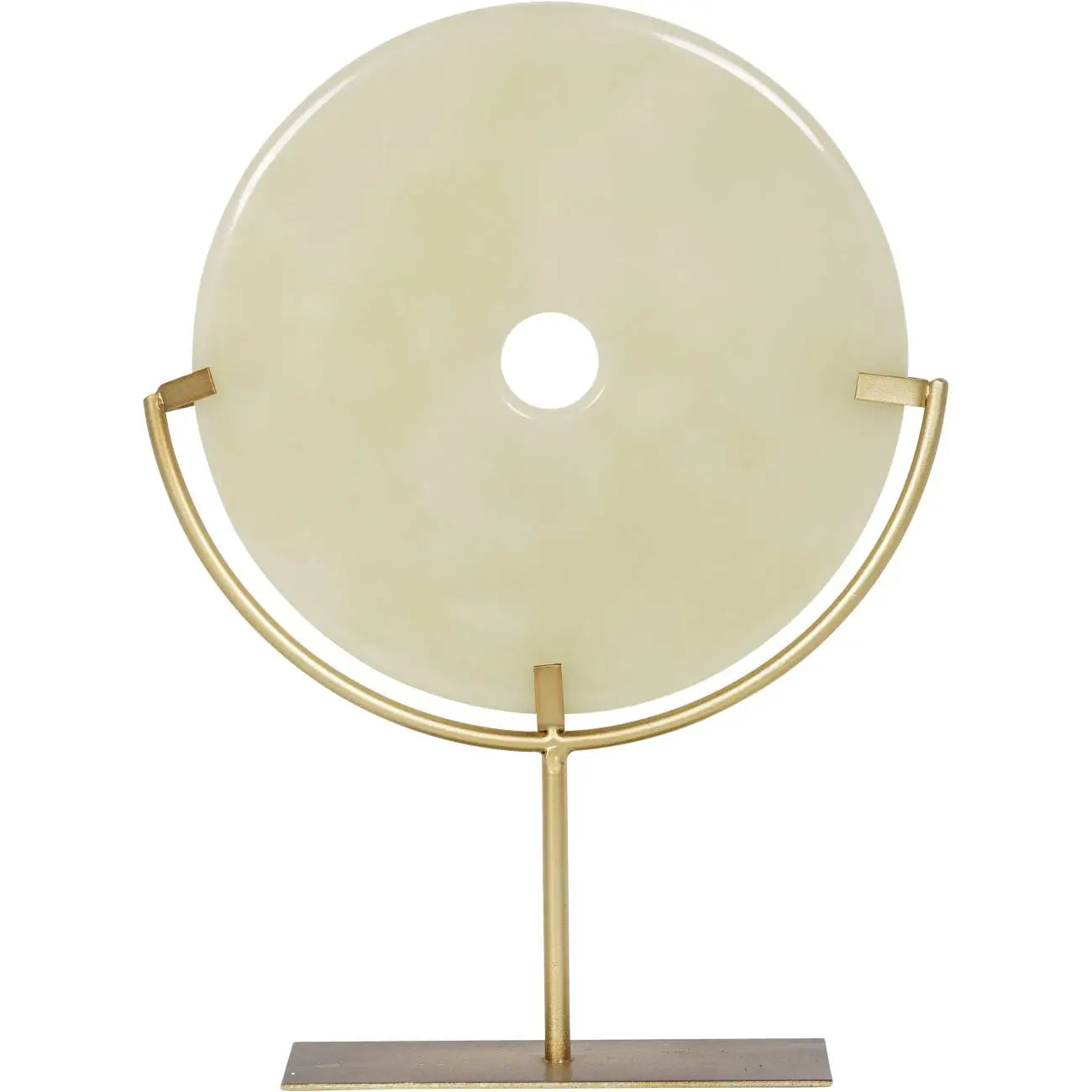 natural-green-jade-stone-round-disc-on-distressed-gold-stand-at-albury-house-interiors-essex