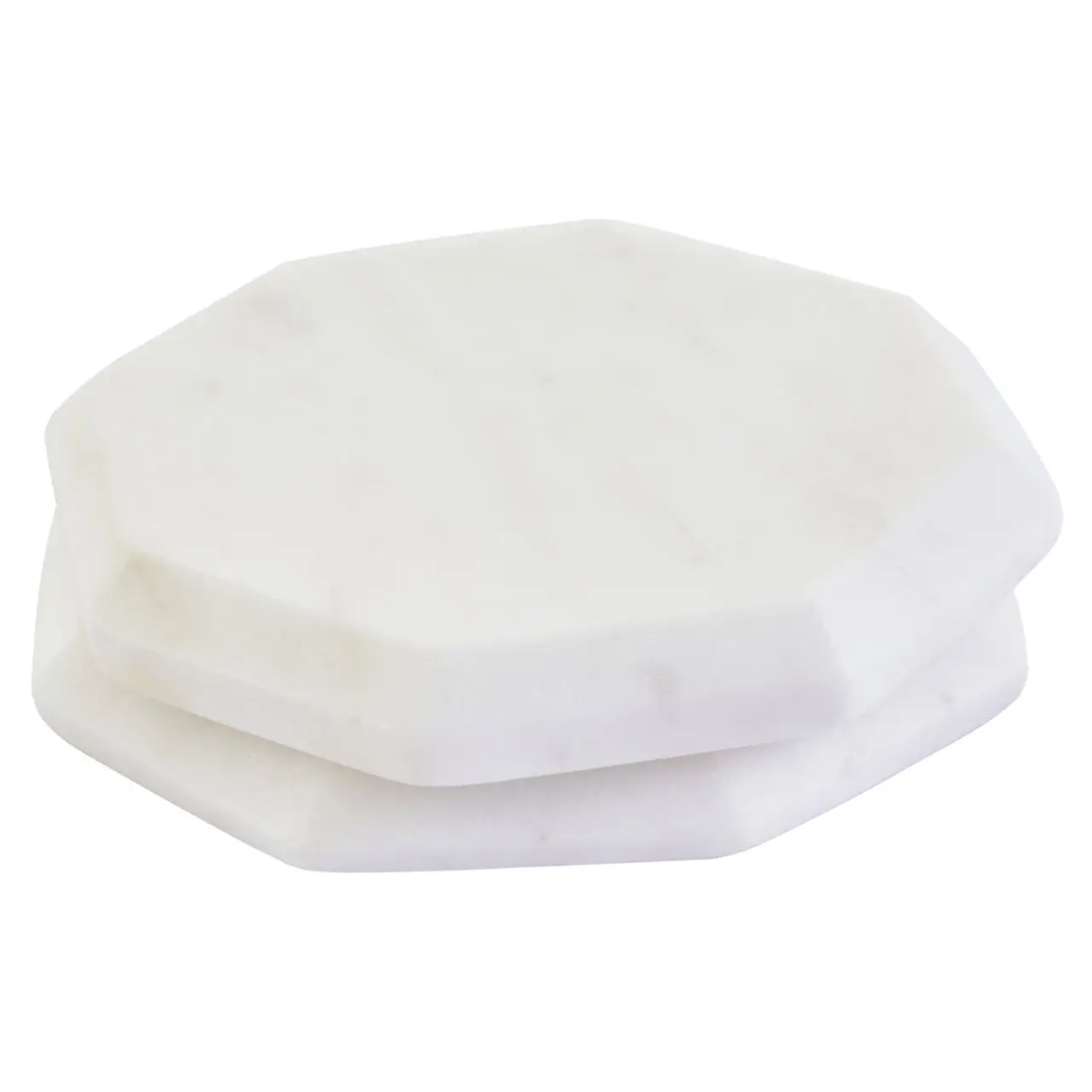 White Octagonal Marble Coasters