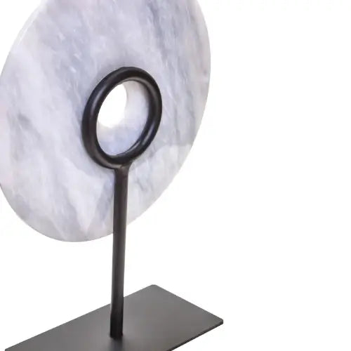 rayne-white-and-grey-natural-veined-marble-round-disc-sculpture-on-black-iron-stand-at-albury-house-interiors-supplying-interiors-design-accessories