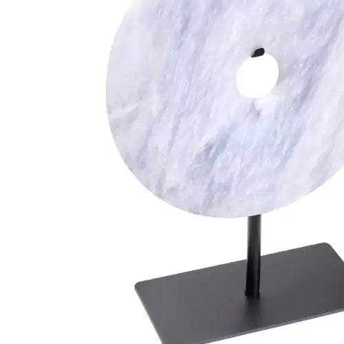 rayne-white-and-grey-natural-veined-marble-round-disc-sculpture-on-black-iron-stand-at-albury-house-interiors-supplying-interiors-design-accessories