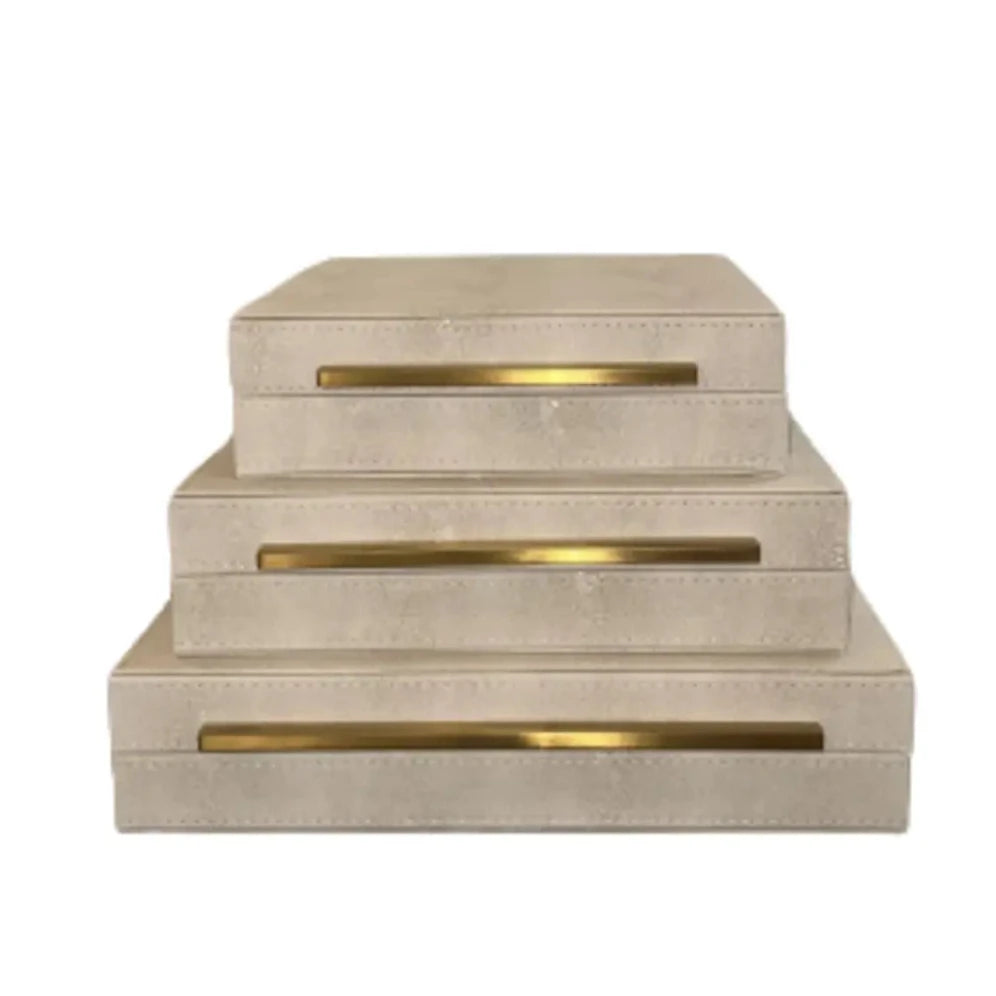 set-of-3-ivory-cream-shagreen-stacking-boxes-with-velvet-internals-and-brushed-brass-gold-handles-at-albury-house-interiors