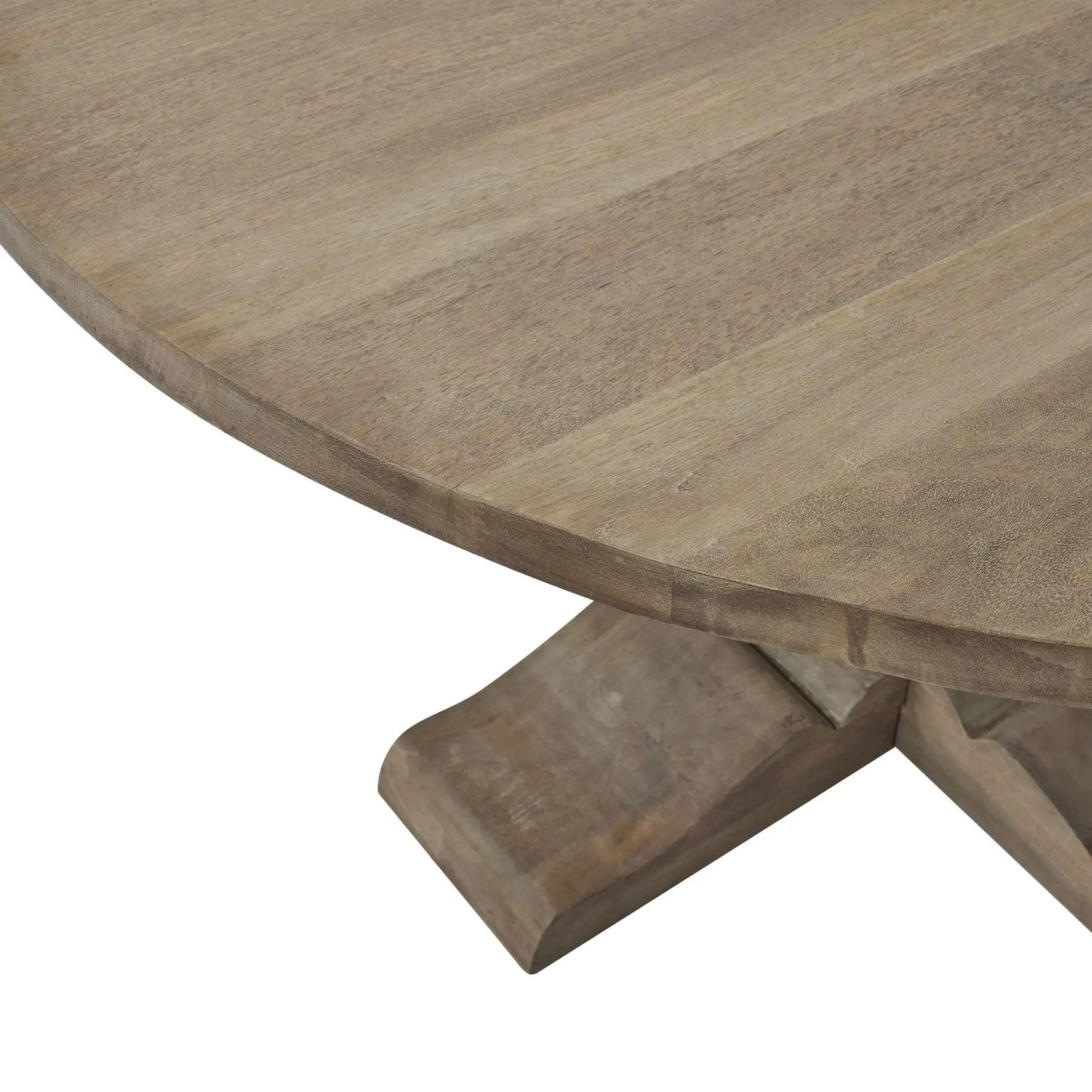 Wardour round solid wood dining table with intricate detail base. Available to purchase at Albury House Interiors.