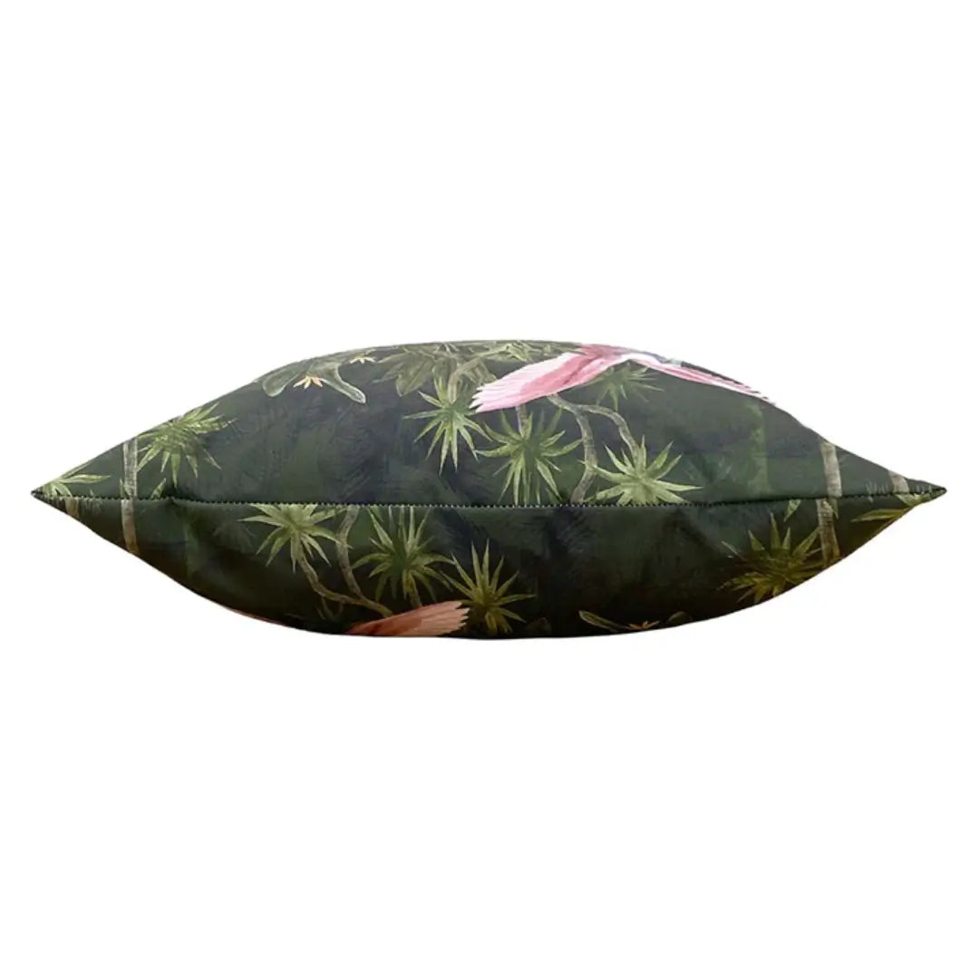 bottle-green-pelicn-tree-print-outdoor-cushion-at-albury-house-interiors