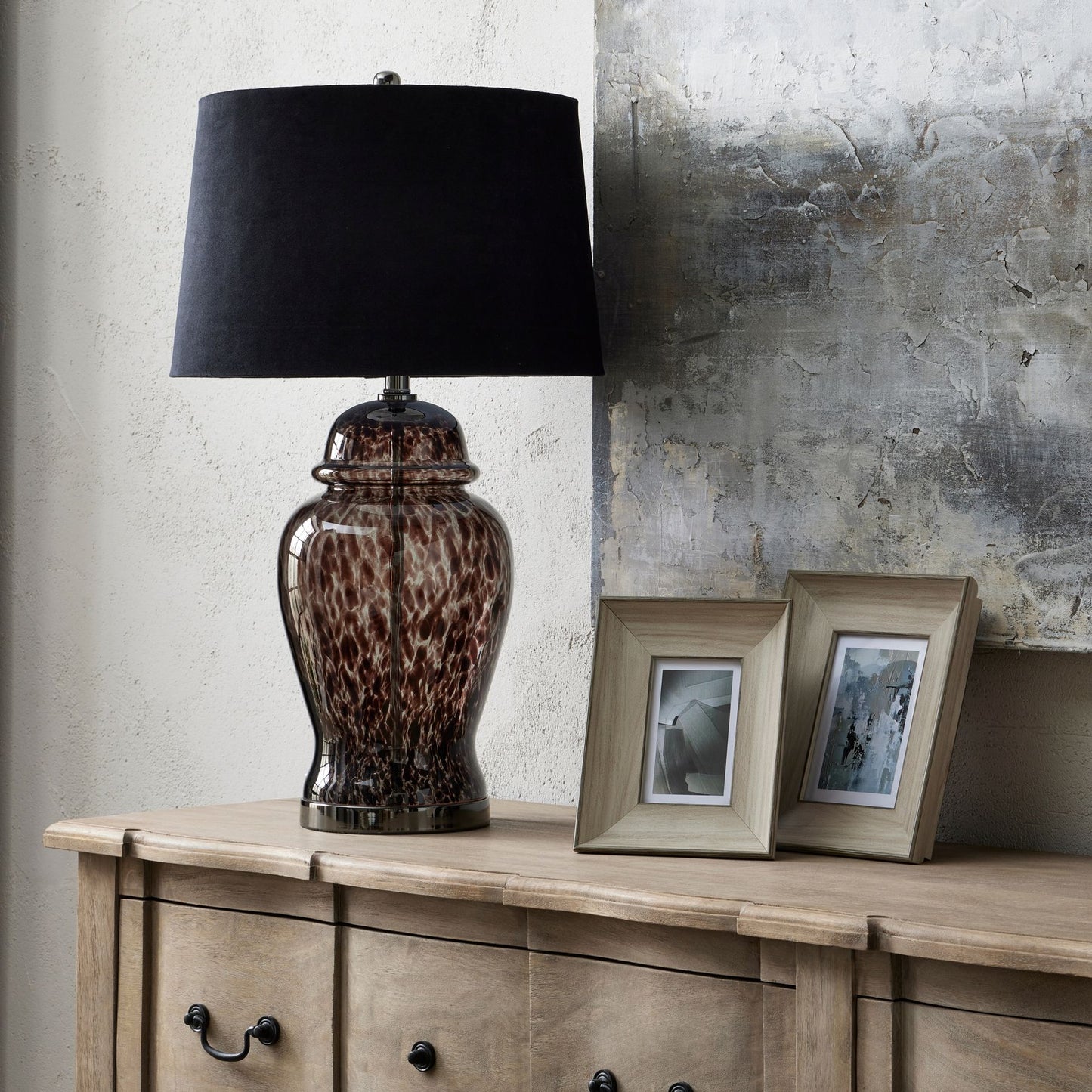 Tortoise Shell Glass Lamp - Black