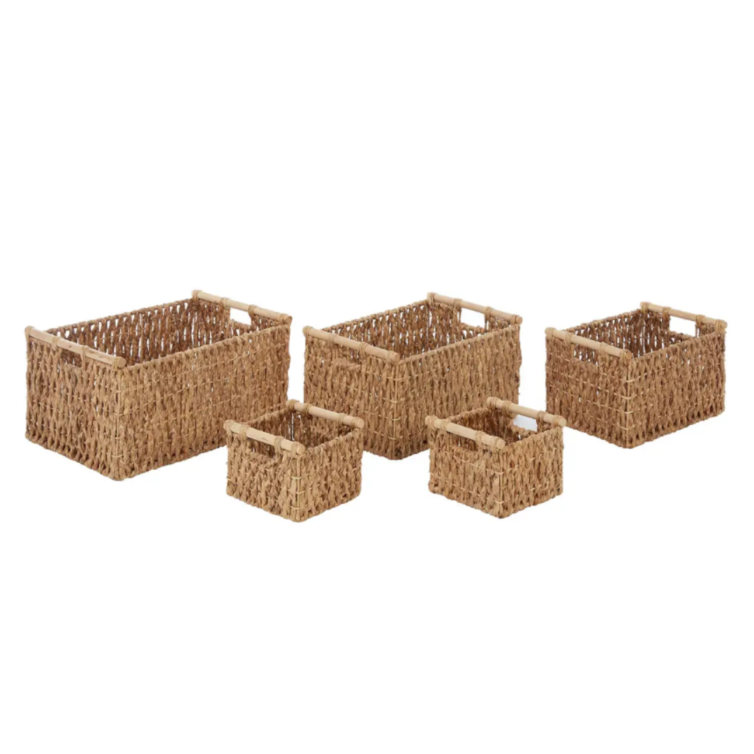 Water Hyacinth Storage Basket Set Of 5 - Albury House Interiors