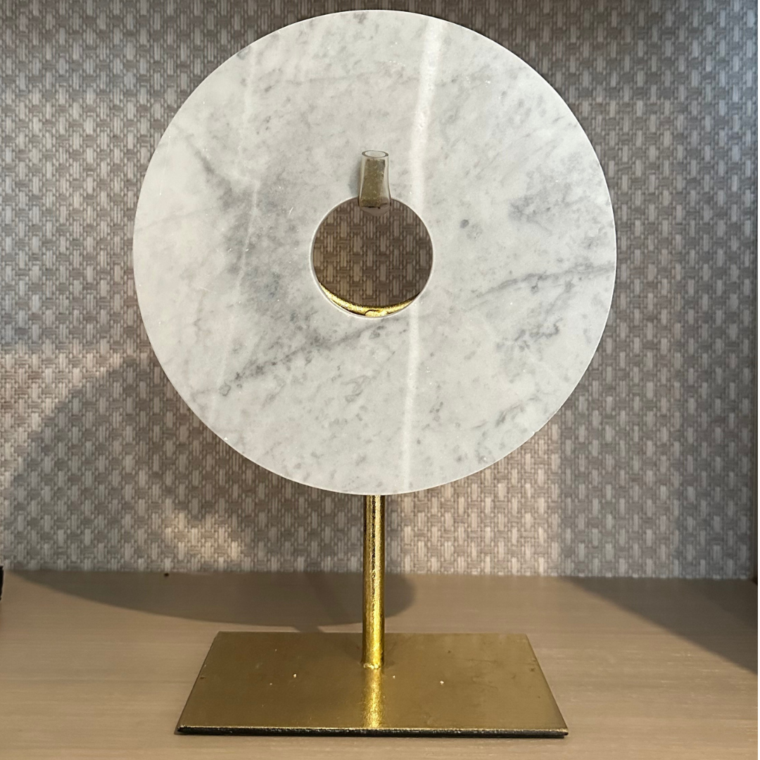 Marble Disc On Gold Stand