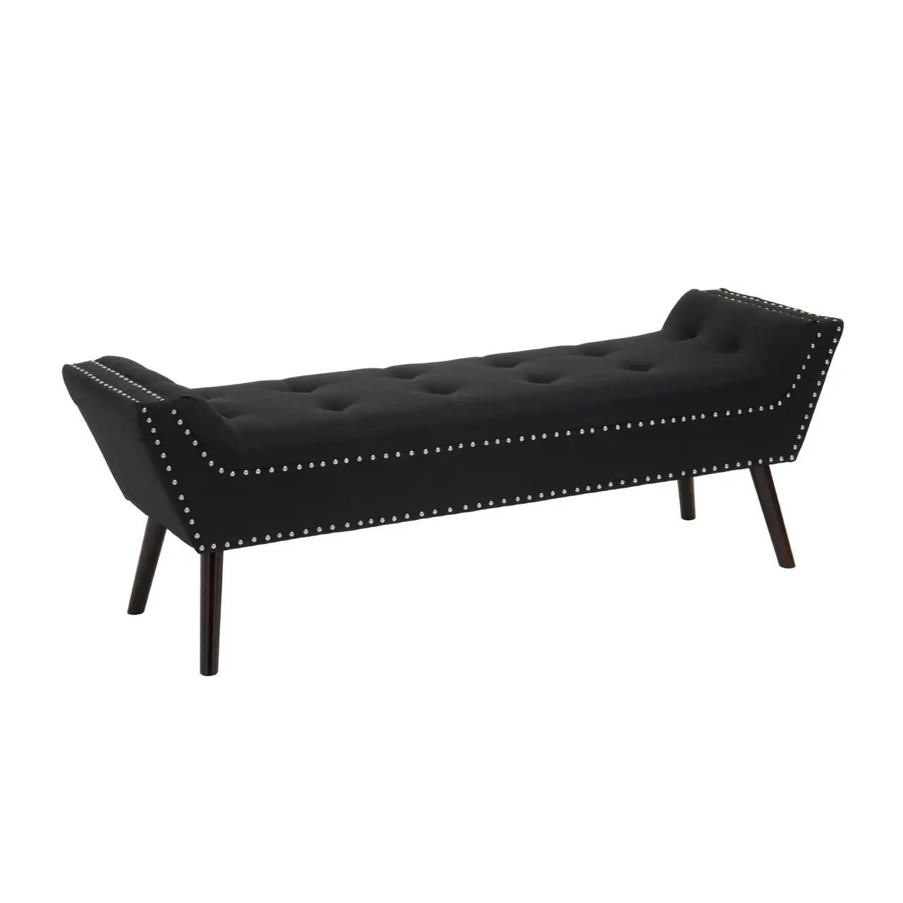 albury-house-interiors-black-chaise-lounge-bench-silver-studs-black-legs