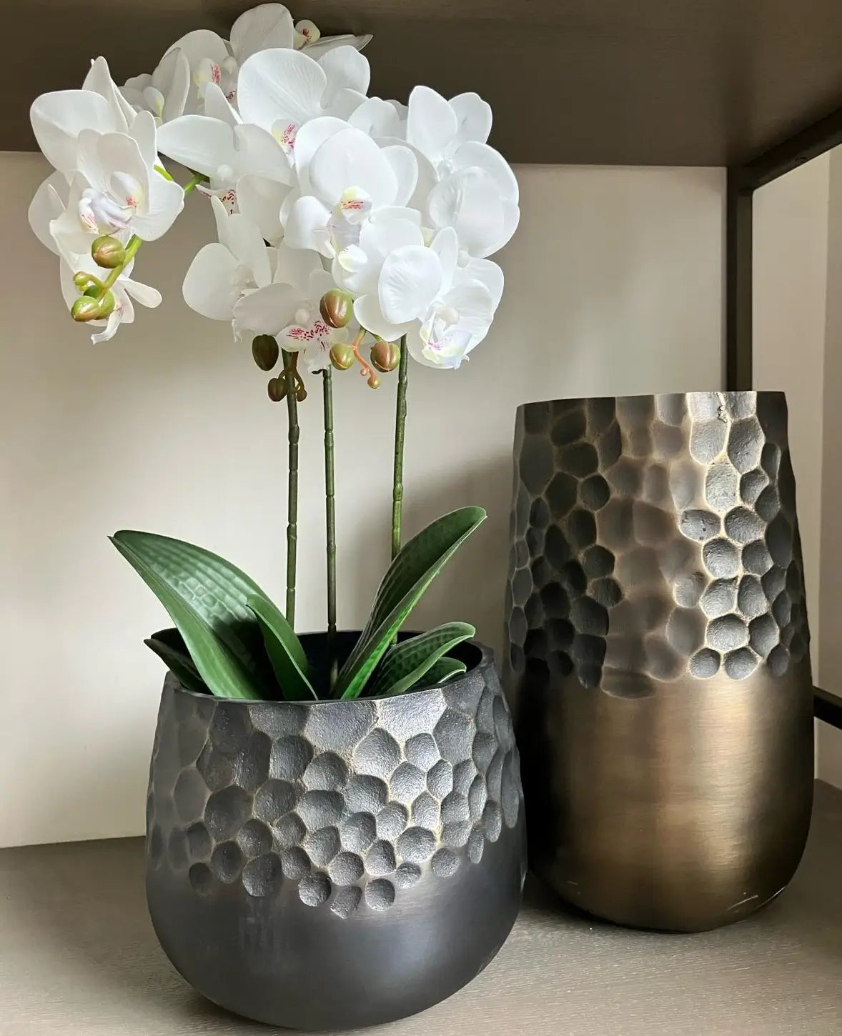aluminium-bronze-hammered-vase-at-albury-house-interiors