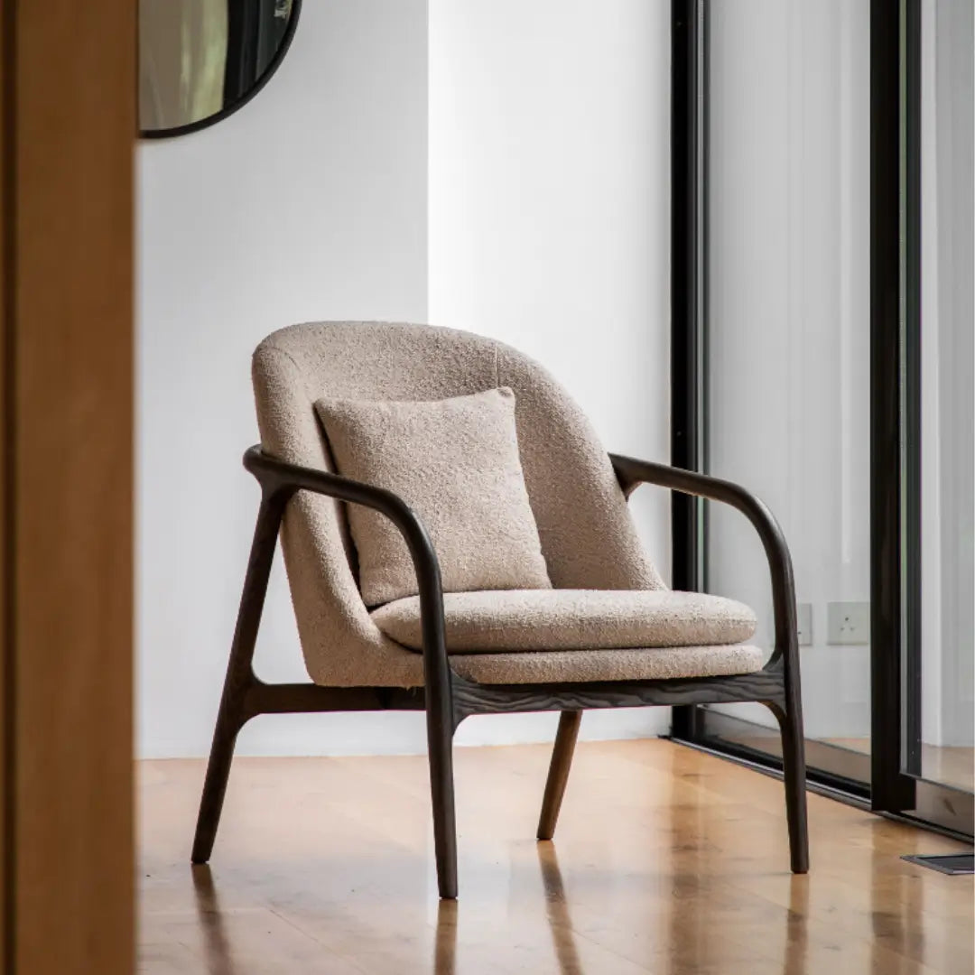 amur-dark-wood-framed-taupe-occasional-chair-at-albury-house-interiors