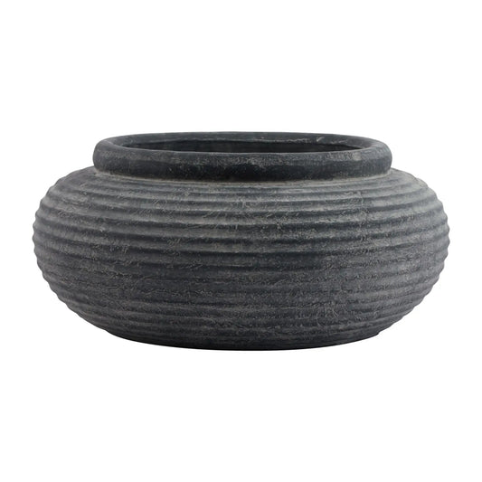 ascot-round-grey-ribbed-cement-planter-at-albury-house-interiors