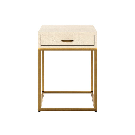 Ivory Shagreen Brass Bedside