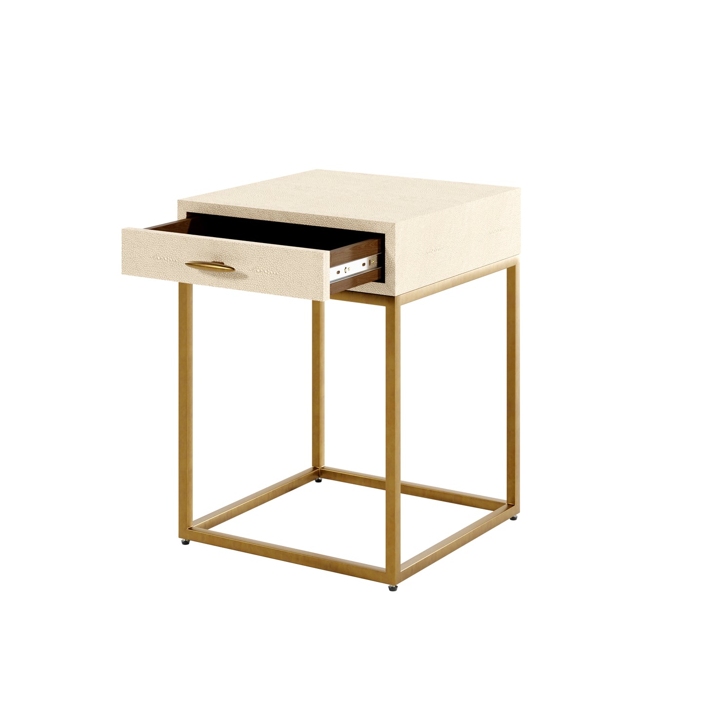 Ivory Shagreen Brass Bedside