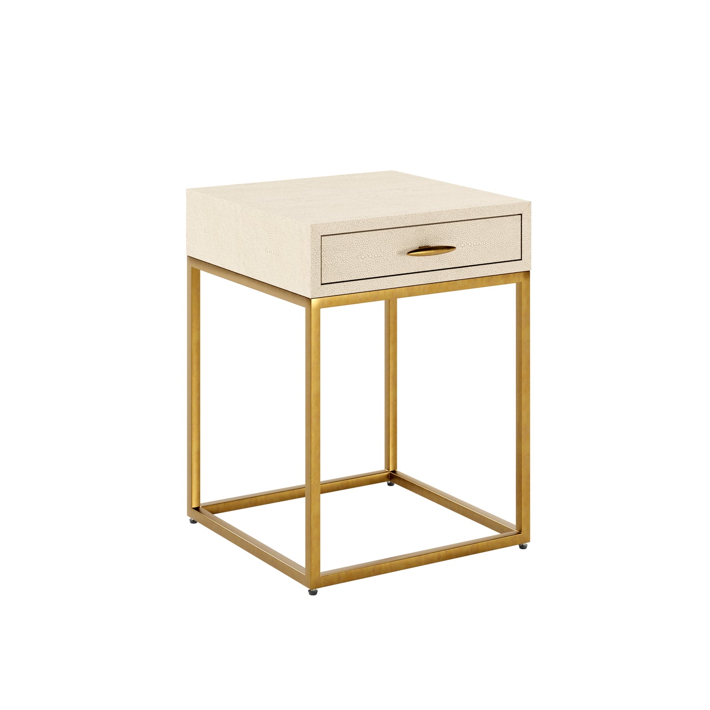 Ivory Shagreen Brass Bedside