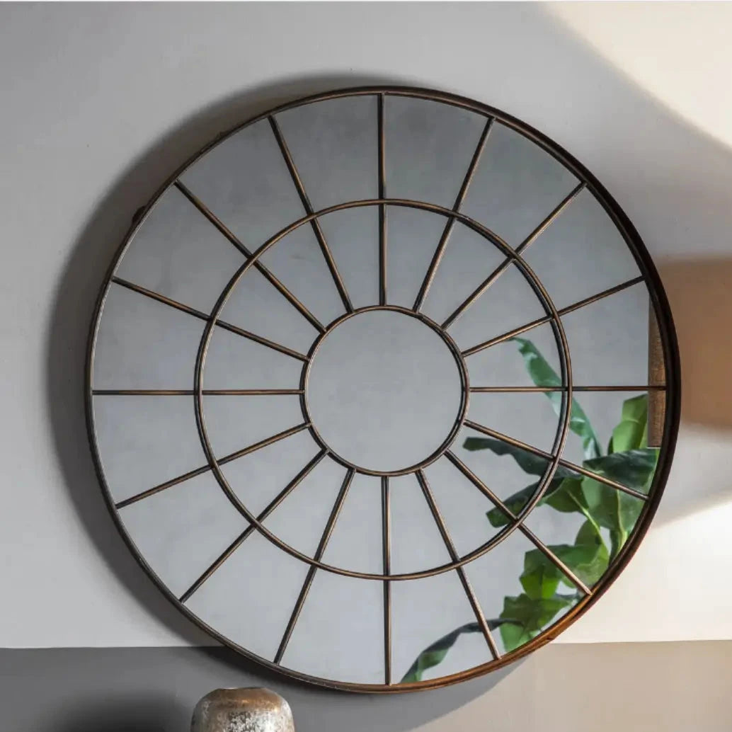 barclay-antique-bronze-round-wall-mirror-at-albury-house-interiors