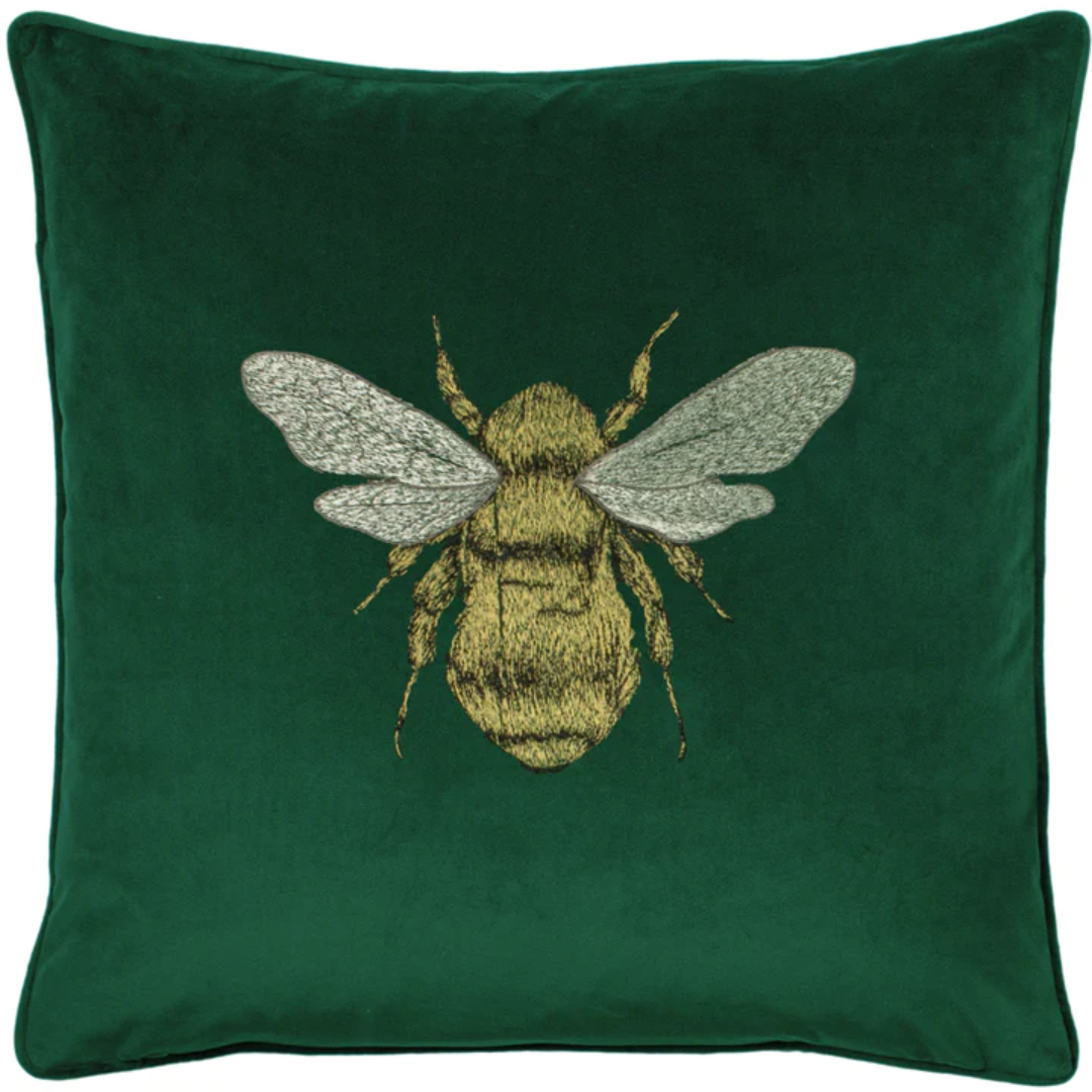 Bee Cushion - Emerald