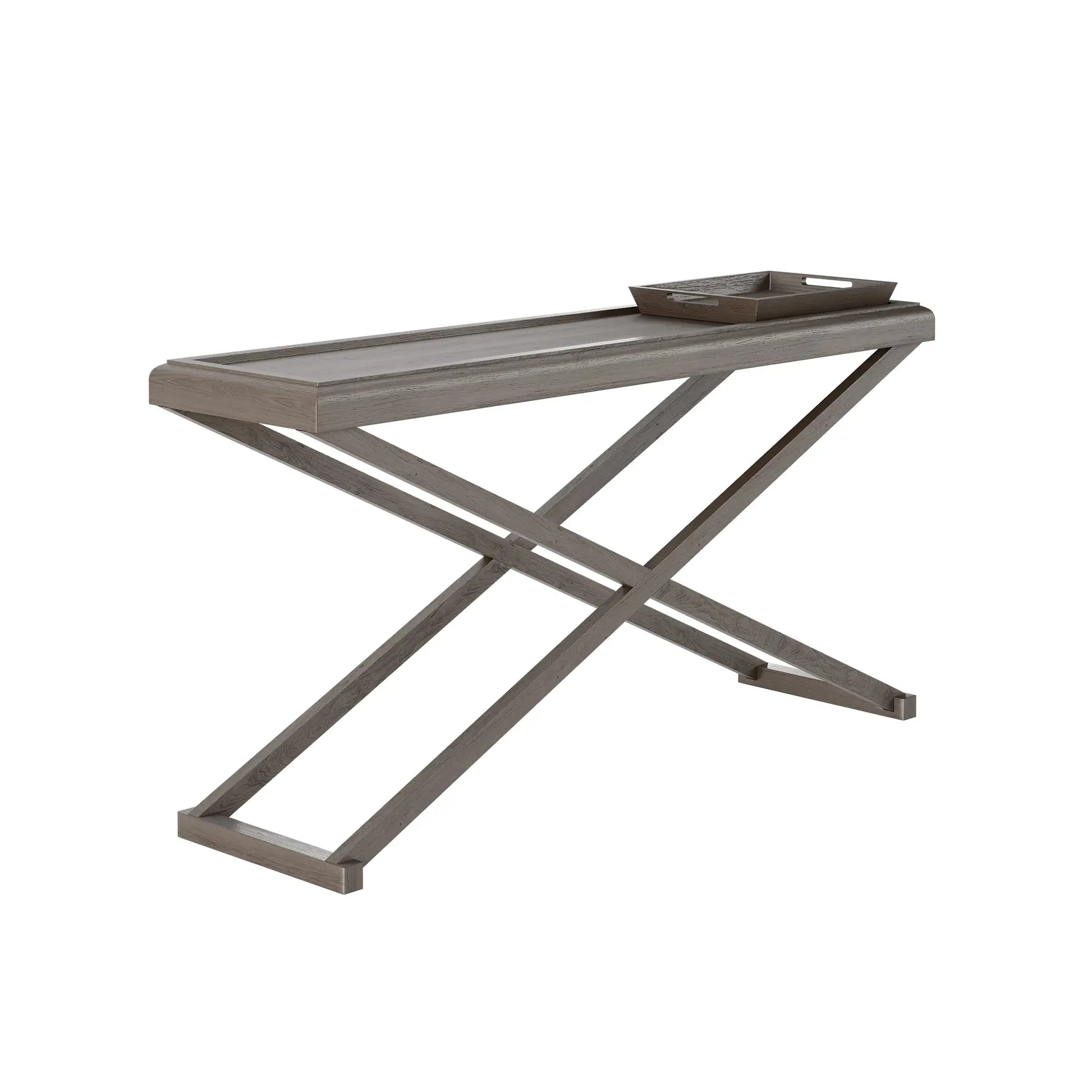 bentley-wooden-console-table-with-crossed-legs-and-wooden-tray-at-albury-house-interiors