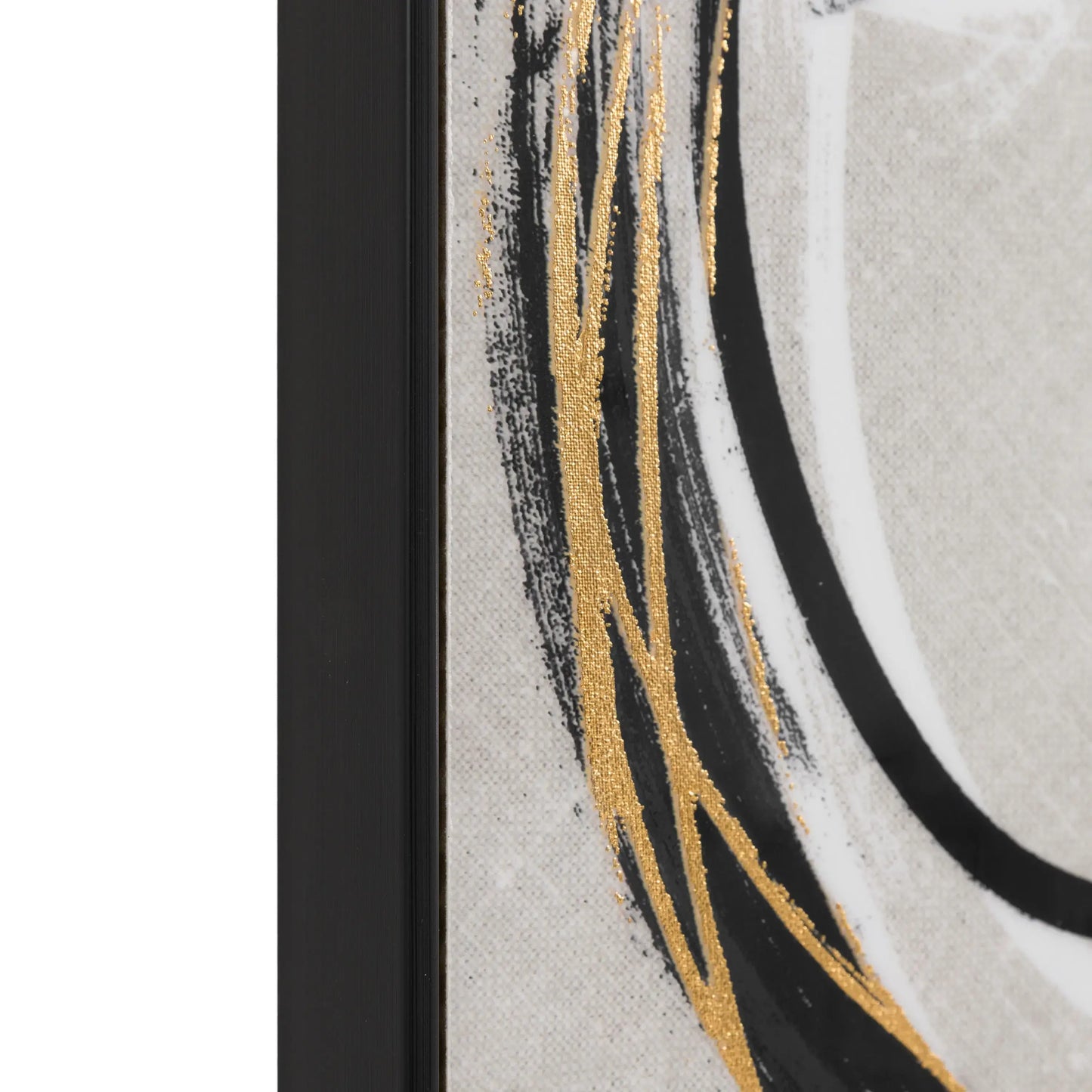 black-and-metallic-gold-hoops-on-neutral-background-pair-of-art-works-in-black-frames-at-albury-house-interiors