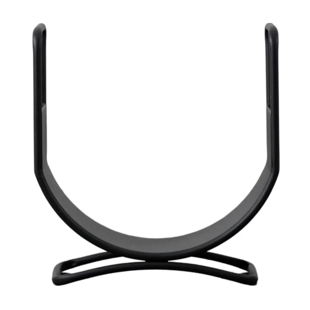 Log holder basket for fireplaces crafted from iron and finished in matte black, available to purchase from Albury House Interiors, homewares and luxury home accessories in the UK.