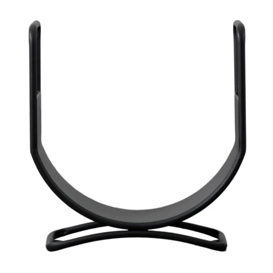 Log holder basket for fireplaces crafted from iron and finished in matte black, available to purchase from Albury House Interiors, homewares and luxury home accessories in the UK.