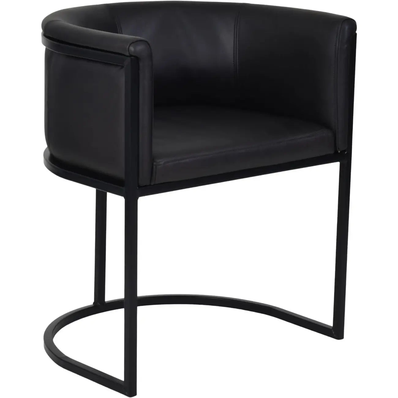 black-leather-round-tub-chair-with-black-frame-at-albury-house-interiors