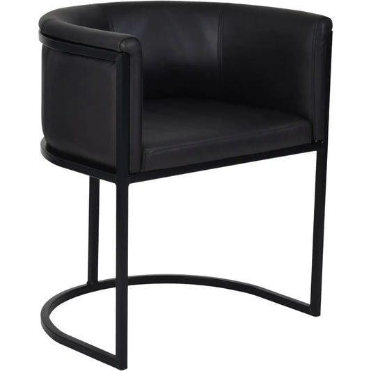 black-leather-round-tub-chair-with-black-frame-at-albury-house-interiors