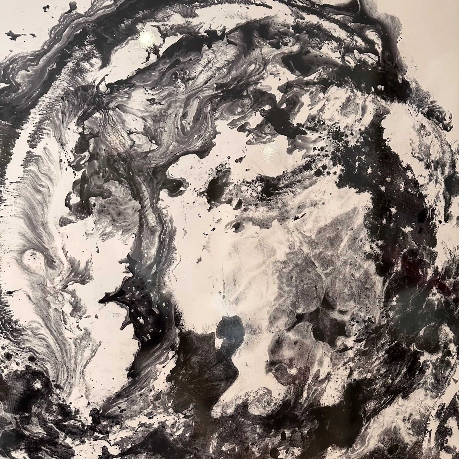 black-and-white-gloss-galaxy-swirls-artwork-in-black-pine-frame-at-albury-house-interiors