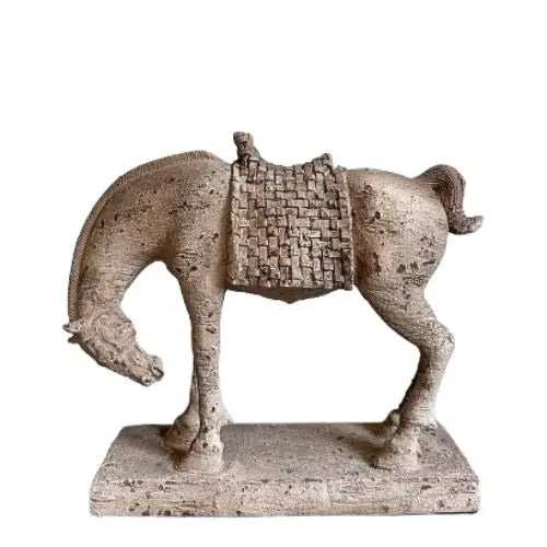 Bowing horse ornament sculpture crafted from poly resin and finished in an antique stone to give a vintage traditional look. Available to purchase from Albury House Interiors, Harlow, Essex. 