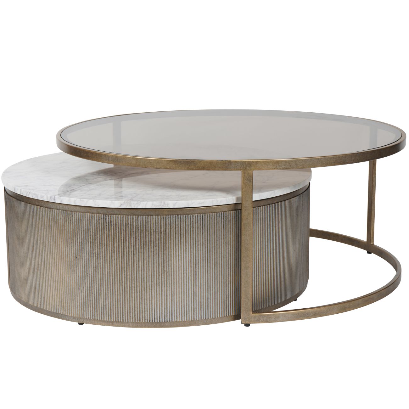 Bronze & Marble Coffee Table Set