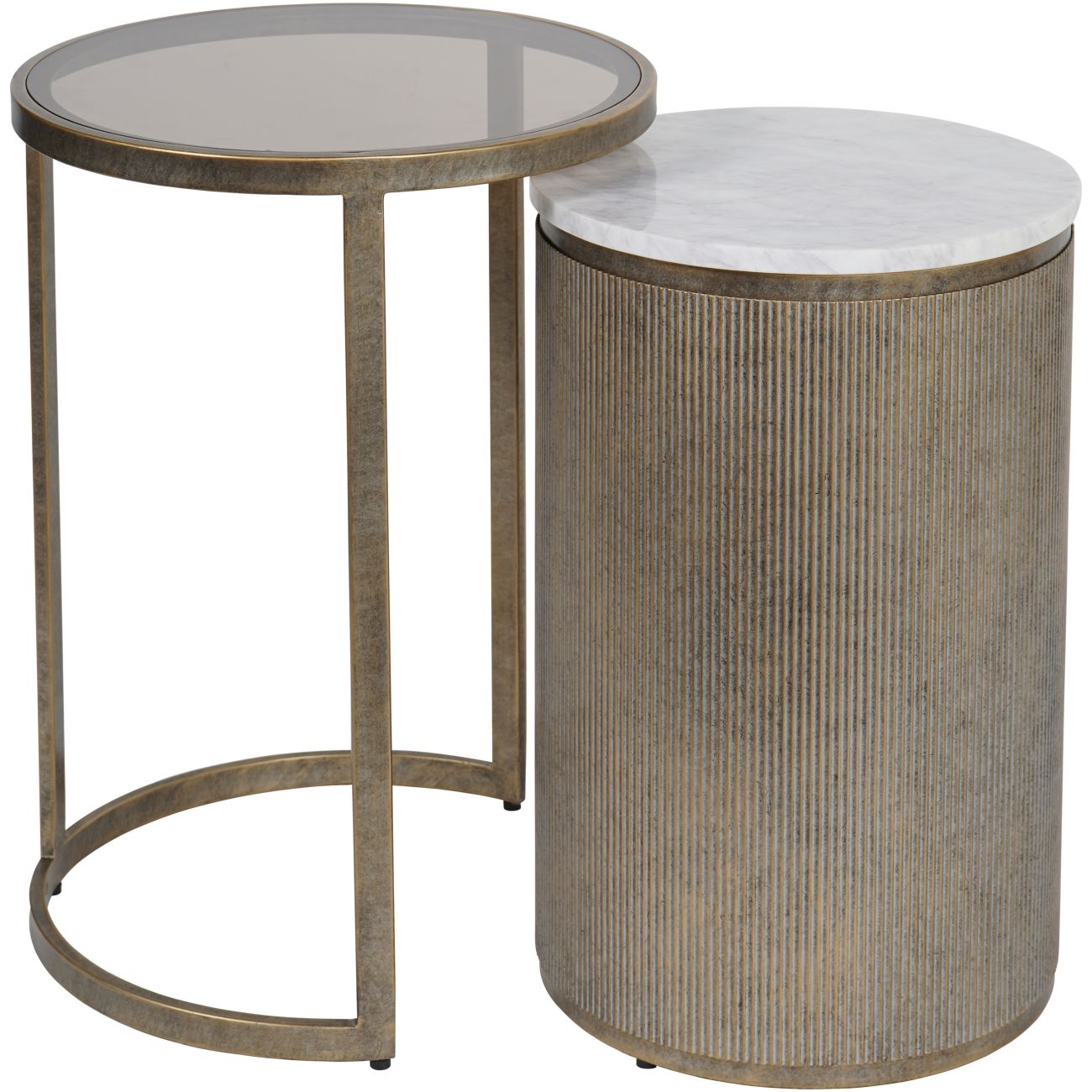 Bronze & Marble Side Table Set