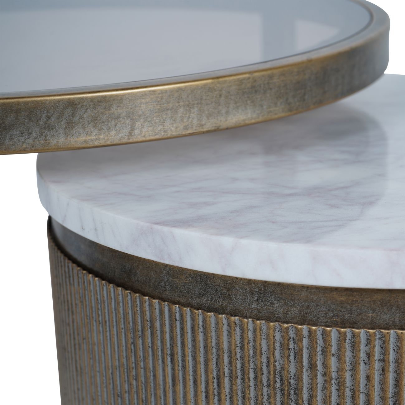 Bronze & Marble Side Table Set