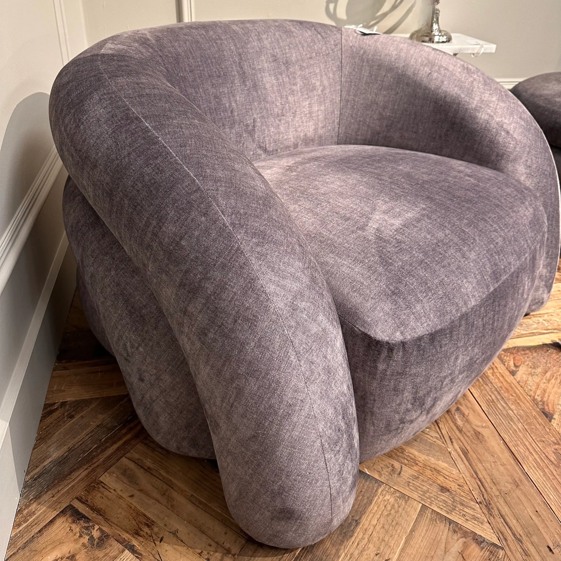 bruges-occasional-curved-grey-velvet-armchair-at-albury-house-interiors-essex
