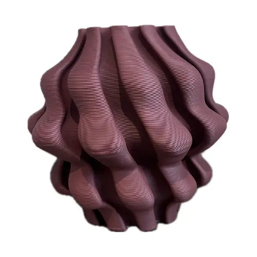 burgundy-ribbed-3d-printed-vase-with-wave-detail-at-albury-house-interiors-essex