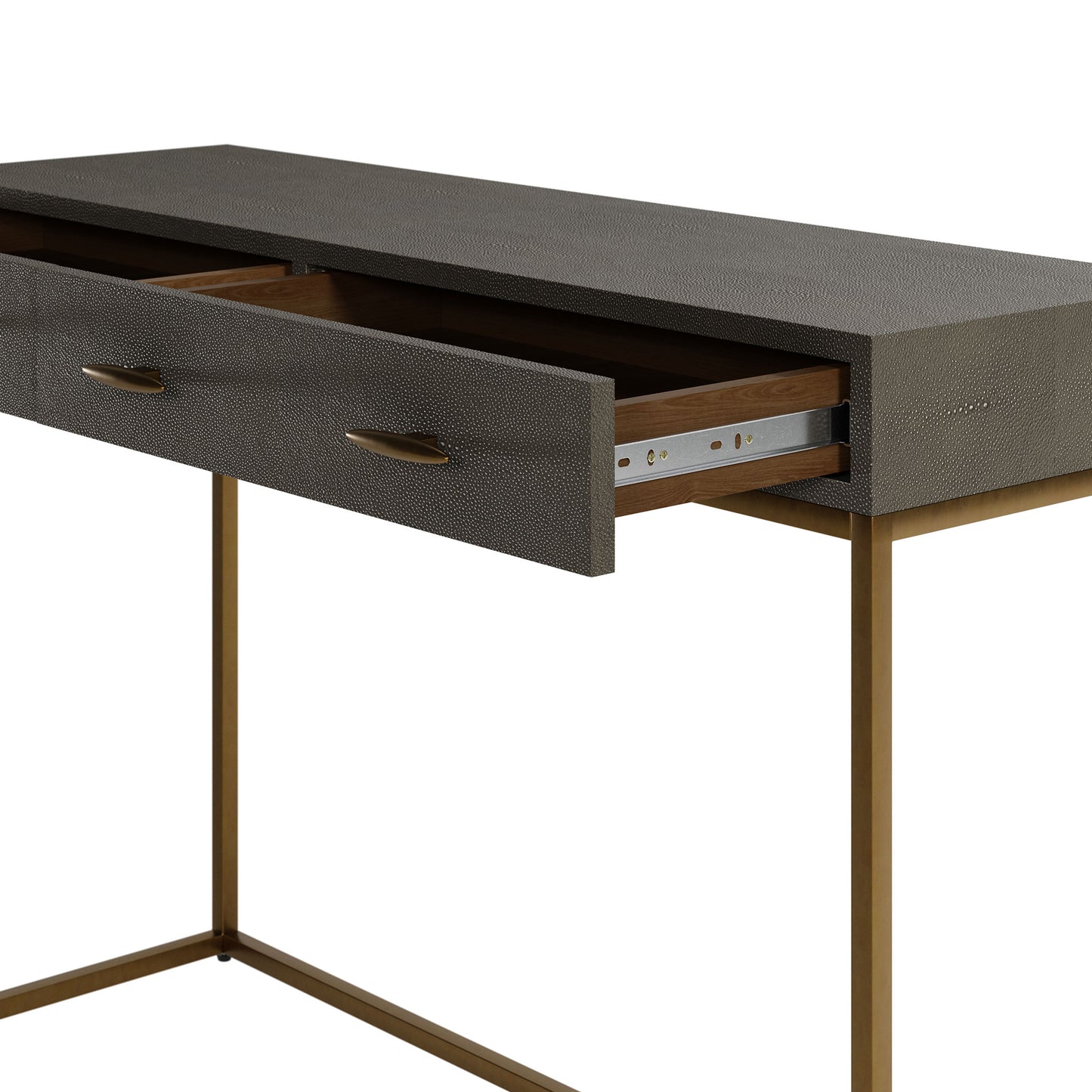 Grey Shagreen Brass Console